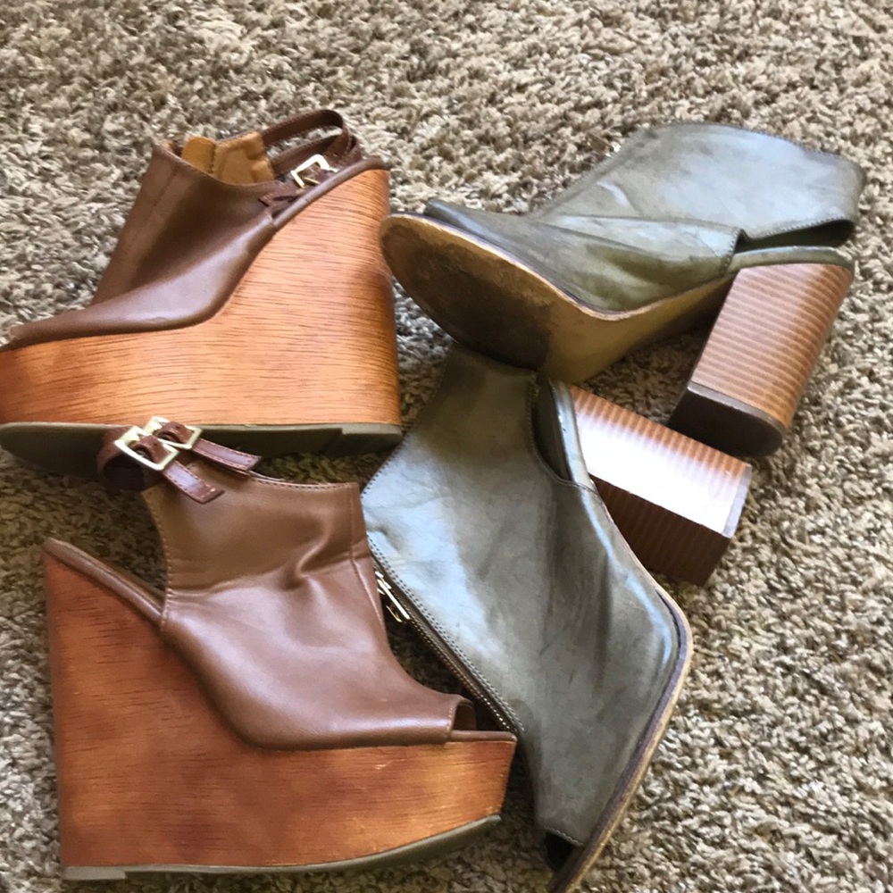 TWO Pairs Platform Wedges